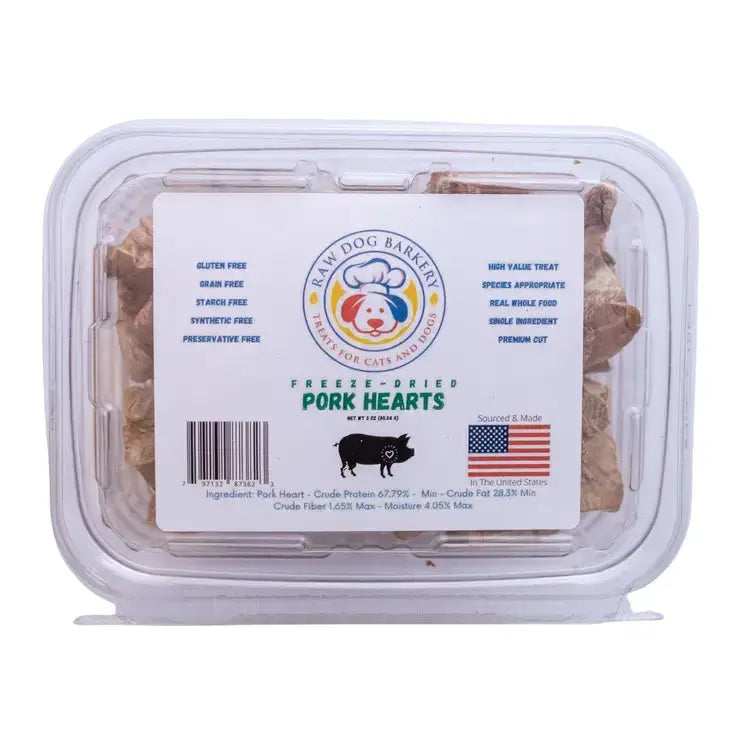 Raw Dog Barkery Pork Hearts Freeze-Dried Dog Treats