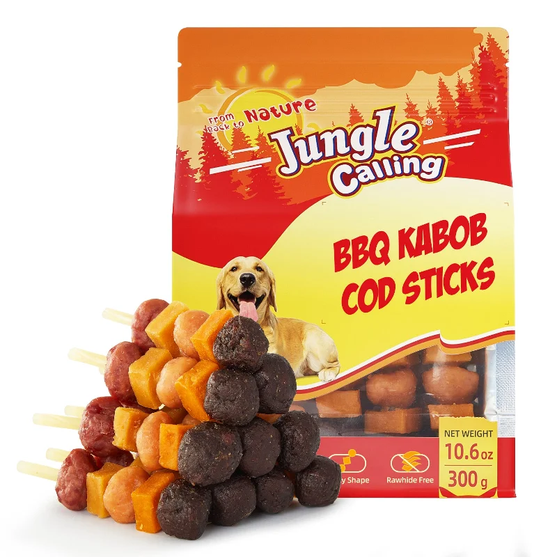 Six Flavor Dog Kabob with Cod, Rawhide Free Dog Chews