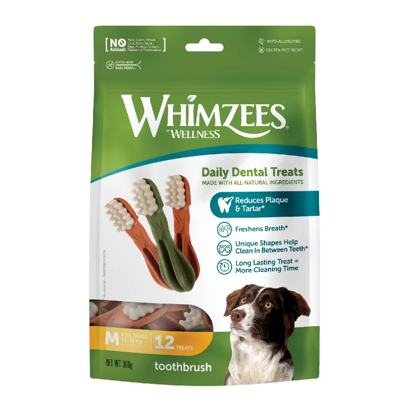 Whimzees Dog Dental Treats Toothbrush Star Medium Value bag 12 Pack